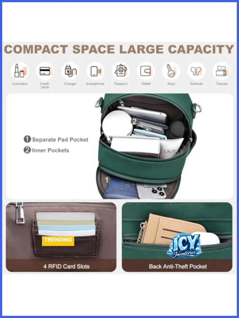 Women's Vegan Leather Convertible Backpack Purse with RFID Blocking, Tablet